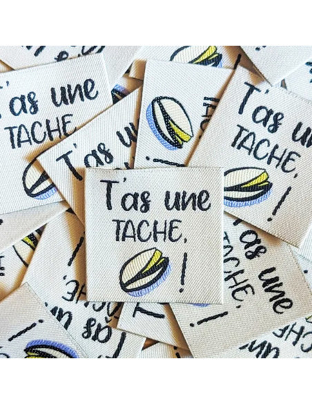 Lot de 6 étiquettes tissées - T´as une tache Pistache