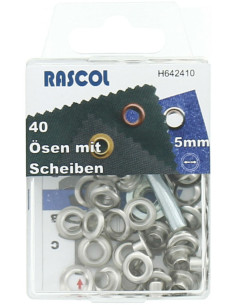 Boite 40 oeillets 5 mm avec outil de pose Rascol - Argent
