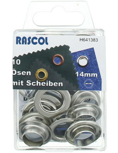 Boite 10 oeillets 14 mm avec outil de pose Rascol - Argent