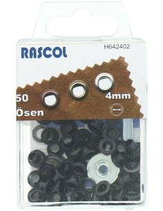 Boite 50 oeillets 4 mm avec outil de pose Rascol - Noir