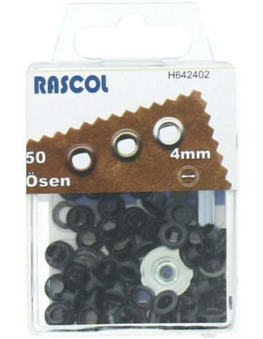 Boite 50 oeillets 4 mm avec outil de pose Rascol - Noir
