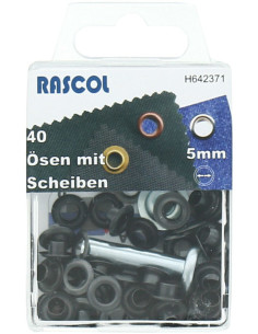 Boite 40 oeillets 5 mm avec outil de pose Rascol - Noir