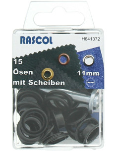 Boite de 15 oeillets 11 mm avec outil de pose Rascol - Noir