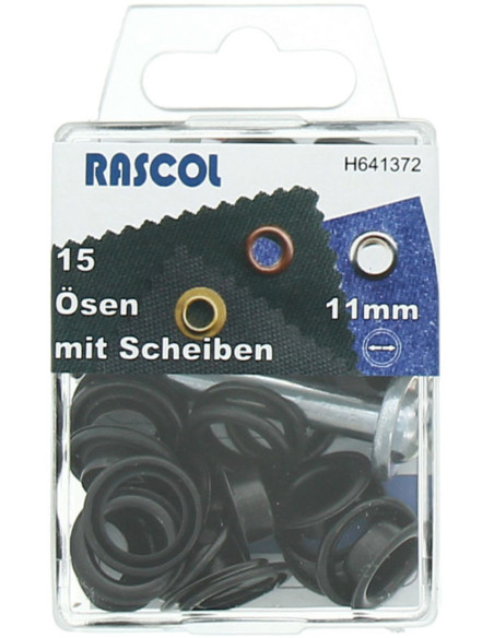 Boite de 15 oeillets 11 mm avec outil de pose Rascol - Noir