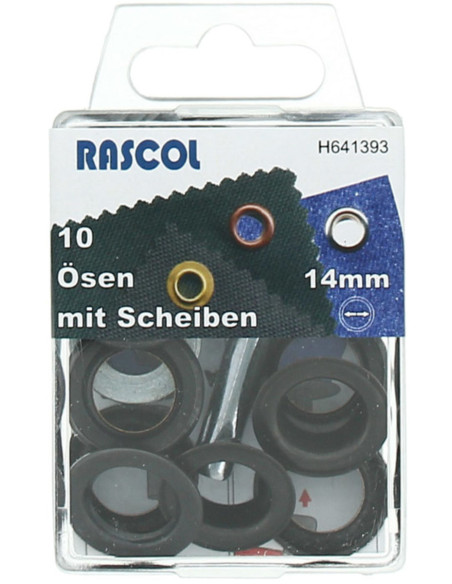 Boite 10 oeillets 14 mm avec outil de pose Rascol - Noir