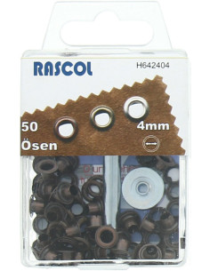 Boite 50 oeillets 4 mm avec outil de pose Rascol - Cuivre