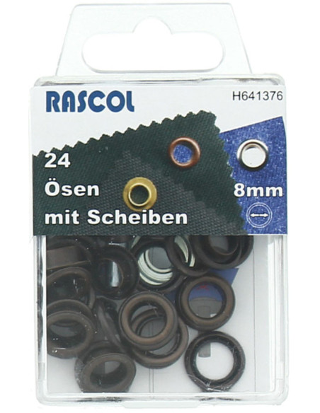 Boite 24 oeillets 8 mm avec outil de pose Rascol - Cuivre