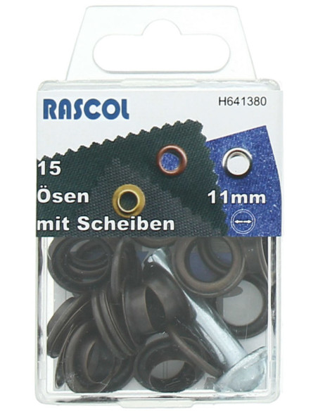 Boite de 15 oeillets 11 mm avec outil de pose Rascol - Cuivre