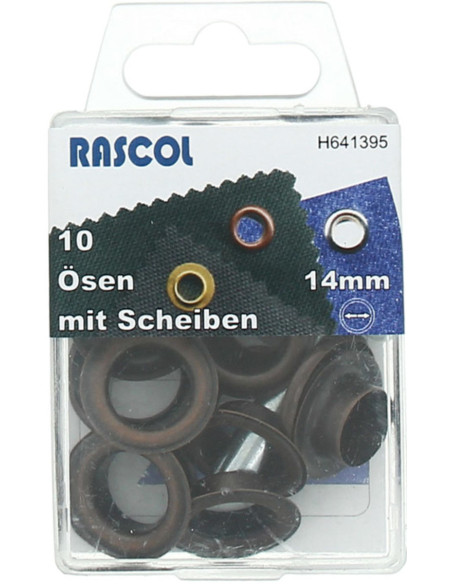 Boite 10 oeillets 14 mm avec outil de pose Rascol - Cuivre
