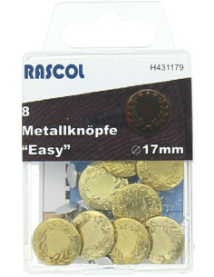 Boite de 8 boutons jeans 17mm Rascol - Or lauriers