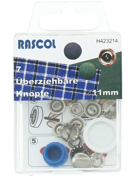 Boite de 7 boutons à recouvrir avec outil Rascol - 11 mm