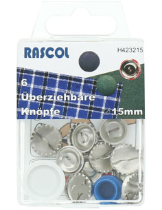 Boite de 6 boutons à recouvrir avec outil Rascol - 15 mm