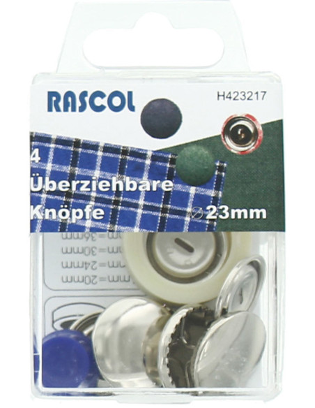 Boite de 4 boutons à recouvrir avec outil Rascol - 23 mm
