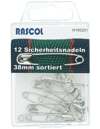 Boite de 12 épingles à nourrice Rascol - Argent 38 mm