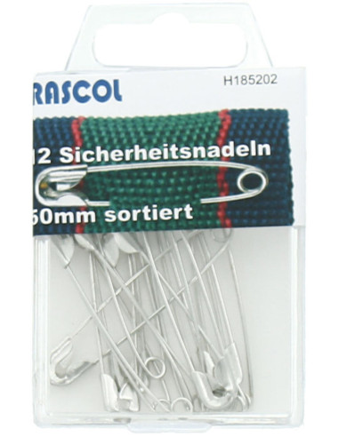 Boite de 12 épingles à nourrice Rascol - Argent 50 mm