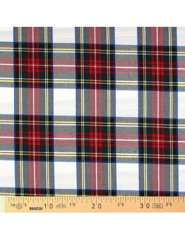 Tissu tartan écossais - Rouge, vert, jaune et beige