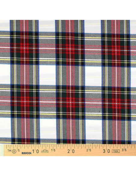 Tissu tartan écossais - Rouge, vert, jaune et beige