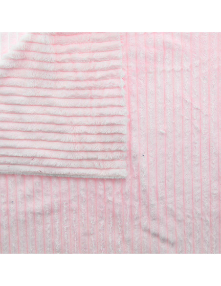 Tissu minky grosses côtes - Rose
