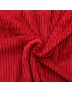 Tissu minky grosses côtes - Rouge
