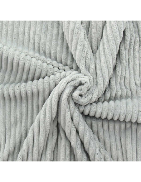 Tissu minky grosses côtes - Gris