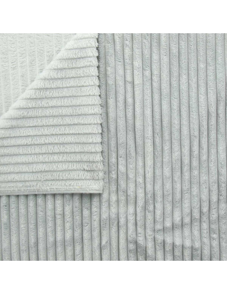 Tissu minky grosses côtes - Gris