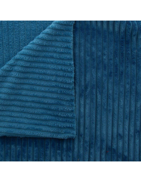 Tissu minky grosses côtes - Bleu pétrole