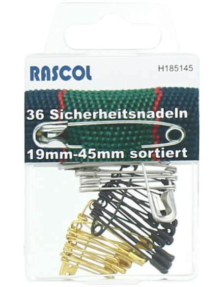 Boite de 36 épingles à nourrice Rascol - Couleurs assorties