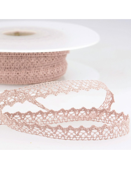 Dentelle coton fine - Vieux rose