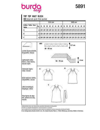 Patron de haut - Burda 5891