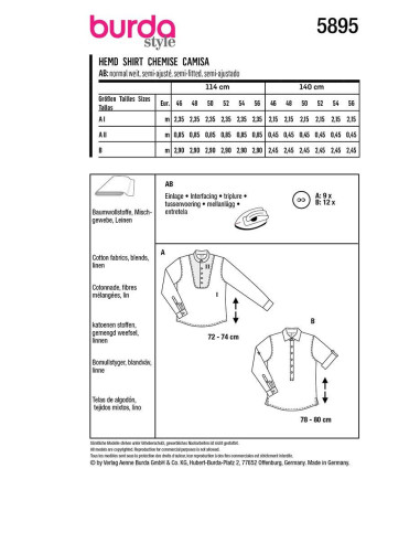 Patron de chemise - Burda 5895