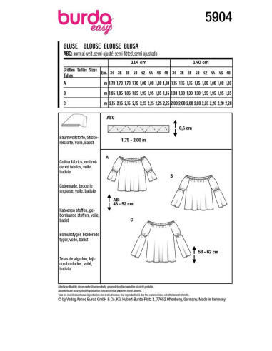 Patron de blouse - Burda 5904