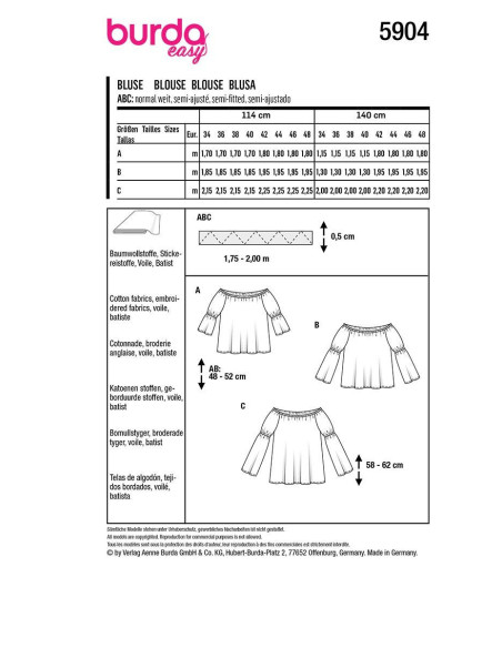 Patron de blouse - Burda 5904