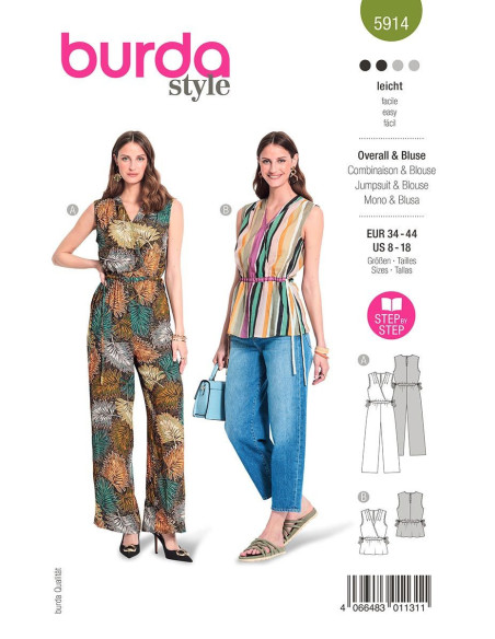 Patron de combinaison et blouse - Burda 5914