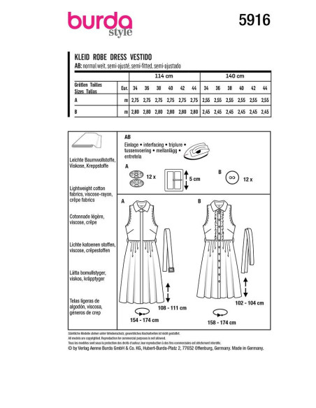 Patron de robe - Burda 5916