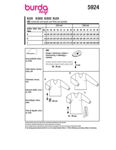 Patron de blouse - Burda 5924