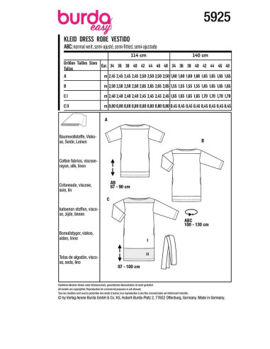 Patron de robe - Burda 5925