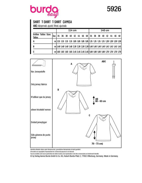 Patron de T-shirt - Burda 5926