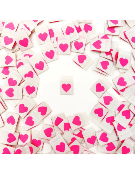 Lot de 8 étiquettes tissées - Pink heart