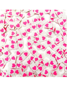Lot de 8 étiquettes tissées - Pink heart 2
