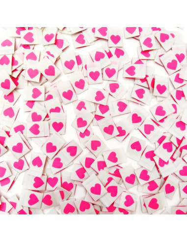 Lot de 8 étiquettes tissées - Pink heart