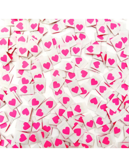 Lot de 8 étiquettes tissées - Pink heart