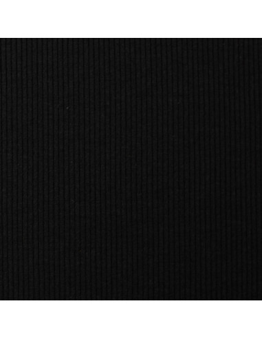 Tissu jersey coton maille fine côtelé - Noir