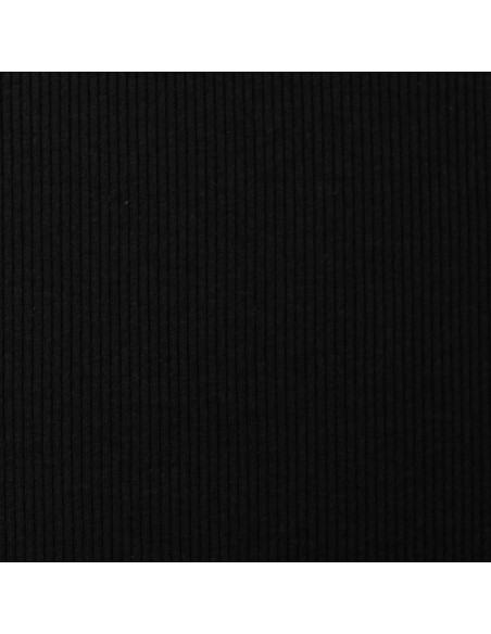 Tissu jersey coton maille fine côtelé - Noir