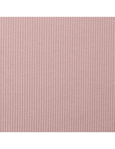 Tissu jersey coton maille fine côtelé - Vieux rose