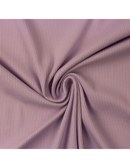 Tissu jersey coton maille fine côtelé - Lavande