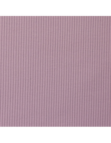 Tissu jersey coton maille fine côtelé - Lavande