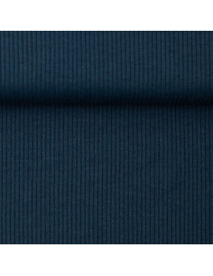 Tissu jersey coton maille fine côtelé - Bleu pétrole 2