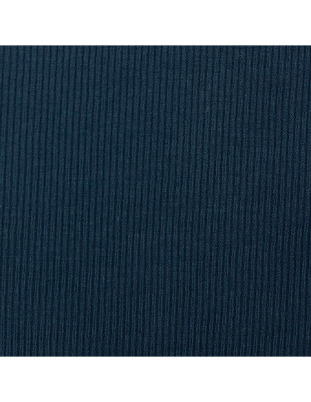 Tissu jersey coton maille fine côtelé - Bleu pétrole