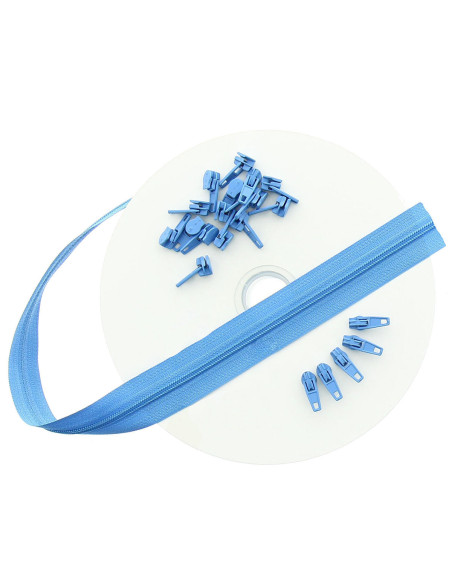 Rouleau de 10 mètres de fermeture nylon - Bleu nattier