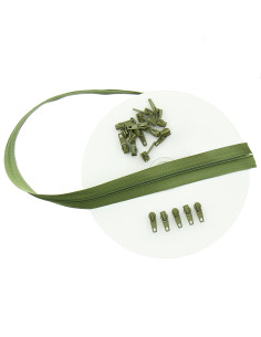 Rouleau de 10 mètres de fermeture nylon - Vert olive